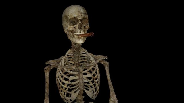 skeleton with a cigar,3d, Alpha channel