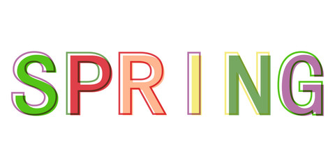 Word spring minimalistic style colorful letters vector logo symbol sign spring
