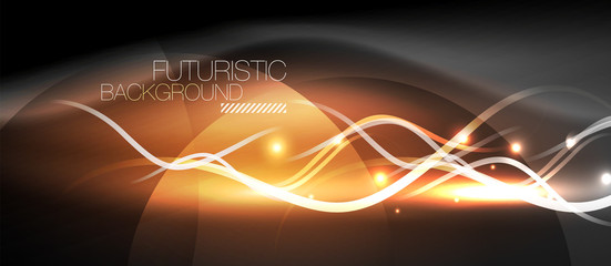 Bright neon lines wave