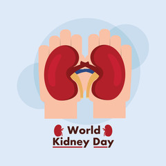 world kidney day card hands support medical vector illustration