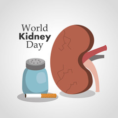 world kidney day card health awareness vector illustration
