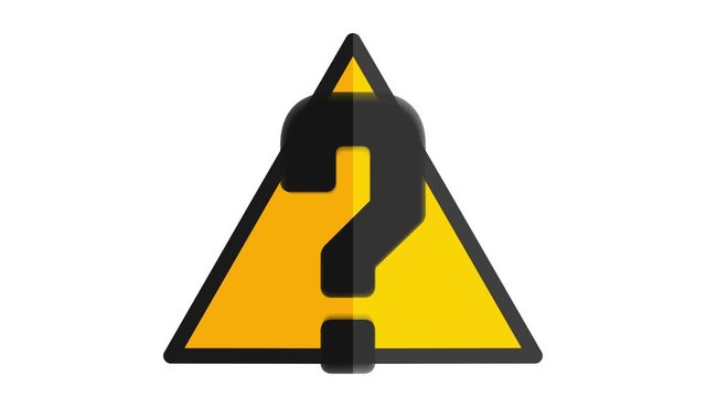 question mark warning sign icon yellow in and out animation