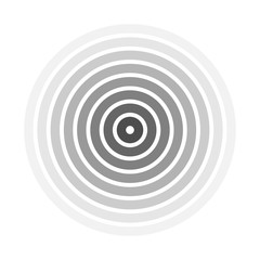 Grey concentric rings. Epicenter theme. Simple flat vector illustration.