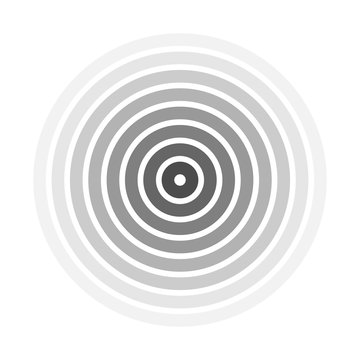 Grey Concentric Rings. Epicenter Theme. Simple Flat Vector Illustration.