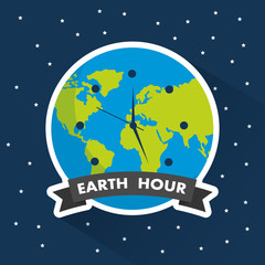 Naklejka premium earth hour clock world environment starry background vector illustration