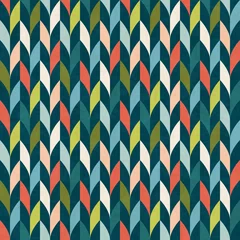 Foto op Plexiglas Jaren 50 Abstract geometrisch patroon in moderne kleuren uit het midden van de eeuw, naadloze vectorillustratie met textuur