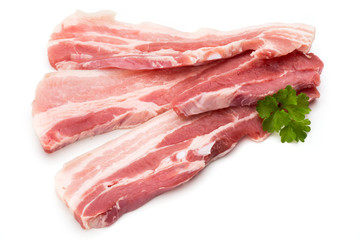 Meat pork slices isolated on the white background.