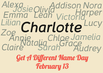 Get A Different Name Day - annual celebration held on February 13; part retro vintage unusual holiday set - another in my portfolio