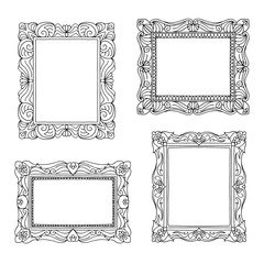 Four hand drawn picture frames with detailed pattern