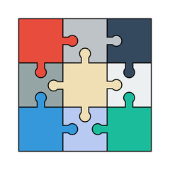 Flat jigsaw puzzle icon/logo