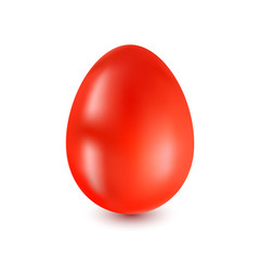 Red Easter Egg on a white background with a light shadow