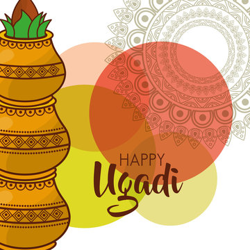 happy ugadi traditional festival hindu celebration vector illustration