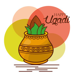 happy ugadi greeting card celebration festival vector illustration