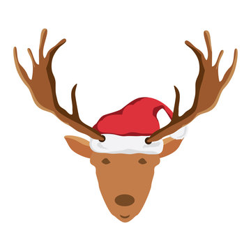  deer with christmas hat