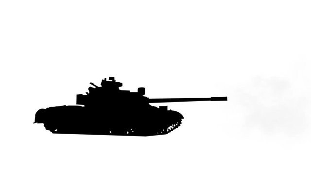 3677 Military Tank Firing Animation on White Background, 4K