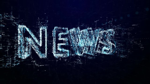 The word news. since the beginning of the transmission or the show. Tech header made up of small numbers and symbols