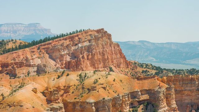 Spectacular view at the yellow cliffs. Nature video. Amazing mountain landscape. Bryce Canyon National Park. Utah. USA. 4K, 3840*2160, high bit rate, UHD