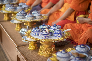 Thai food for monk in wedding ceremony