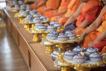 Thai food for monk in wedding ceremony