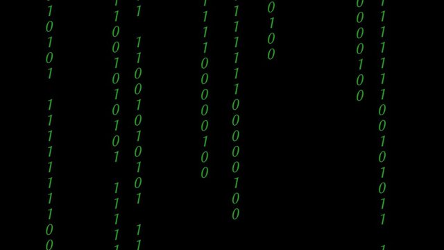 Abstract Binary Digital Code in colors, on black background