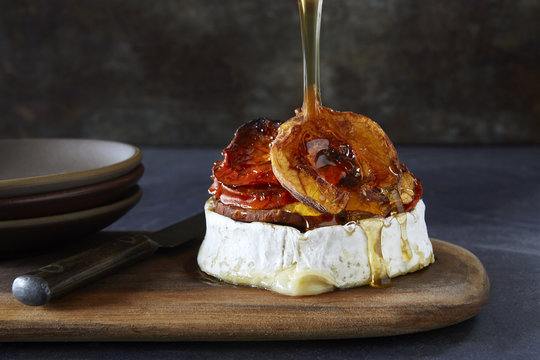 Dried Peach Chips with Brie