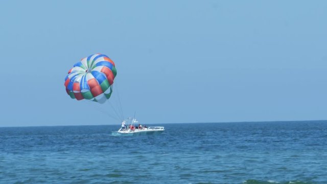 3740 Parasailing From Boat in Ocean at Virginia Beach, 4K