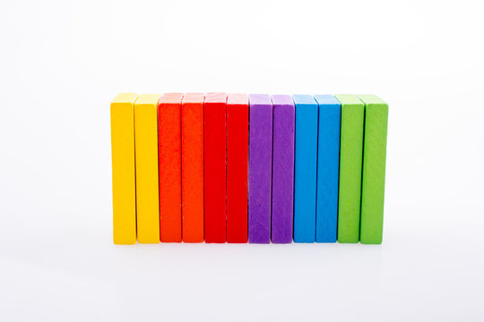Coorful domino blocks on white background