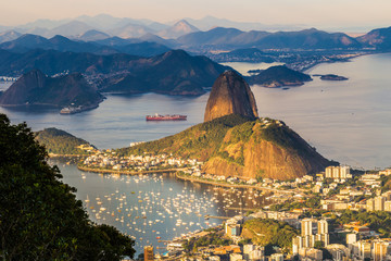 Rio de Janeiro - June 20, 2017: Panorama of Rio de Janeiro seen from Corcovado mountain in Rio de...