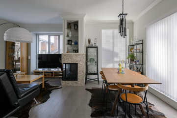 Luxury dining and living room. Interior design.