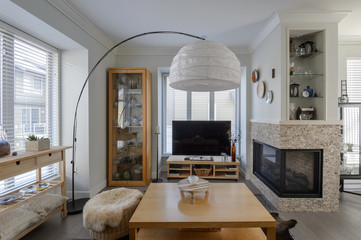 Luxury rustic living room. Interior design.