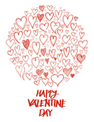 Red Heart doodle illustration circle valentine day frame line sketch style eps10