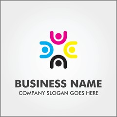 Fototapeta premium people unity logo icon template