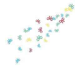 Festive Background with Colorful Bows. Cute Pattern for Postcard, Print, Banner or Poster. Small Pretty Bows For Party Decoration, Wedding, Birthday or Anniversary Invitation. Vector
