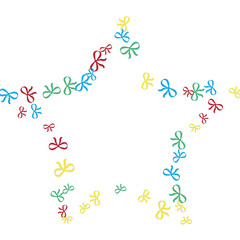 Festive Background with Colorful Bows. Cute Pattern for Postcard, Print, Banner or Poster. Small Pretty Bows For Party Decoration, Wedding, Birthday or Anniversary Invitation. Vector
