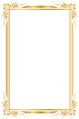 Decorative frame and border for design of birthday and greeting card wedding, Golden frame, Vector illustration