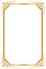Decorative frame and border for design of birthday and greeting card wedding, Golden frame, Vector illustration