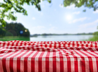 Empty checkered table background