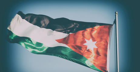 in jordan the national flag in the wind