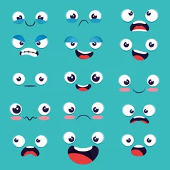 Fotobehang set of emoji emoticon cartoon vector illustration graphic design © Gstudio