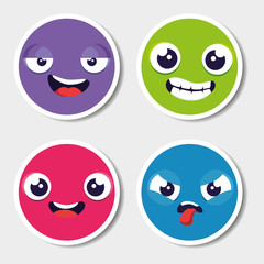 set of emoji emoticon cartoon vector illustration graphic design