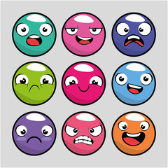 set of emoji emoticon cartoon vector illustration graphic design