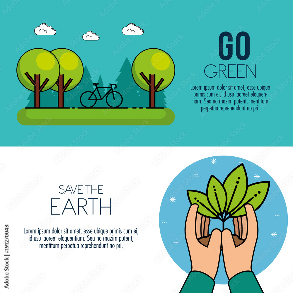 Poster eco green energy infographic environmentally friendly concept vector illustration graphic design