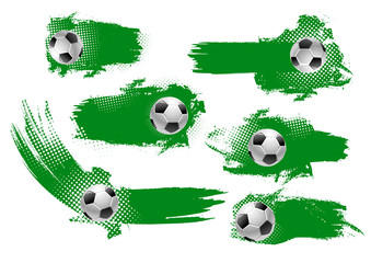 Naklejka premium Soccer ball banner of football championship design
