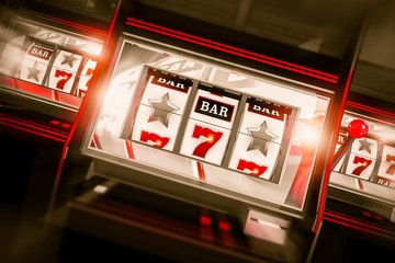 Naklejka premium Slot Machine Spin 3D Render