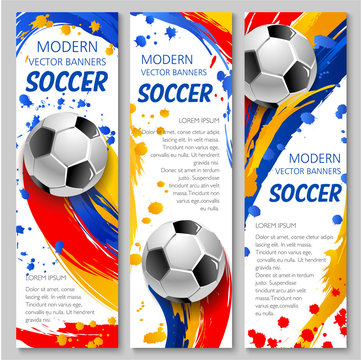 Soccer ball banner of football sport game template