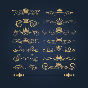 Gold vintage ornaments, vector image