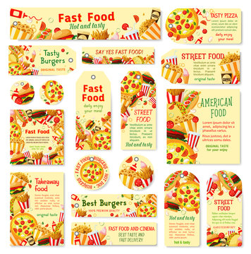 Fast food restaurant tag and cafe menu card design