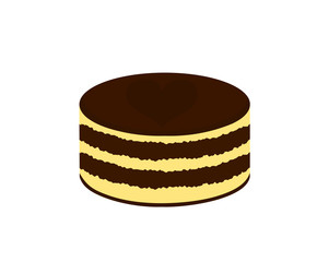 Vector fresh chocolate cake isolated cartoon