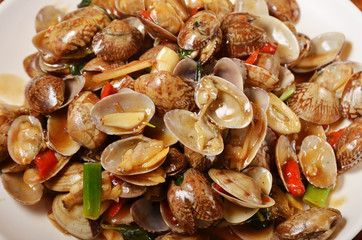 Delicious Taiwan's seafood - Fried clams with basil   