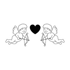 cupid angels with heart vector illustration design